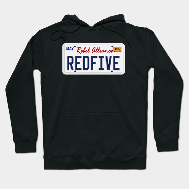 Red Five License Plate Hoodie by LazyDayGalaxy